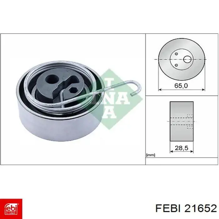Ролик натяжителя ремня газораспределения Febi 21652 цена, от 19.67 USD