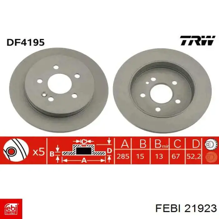 Купить 21923 Febi Диск тормозной задний