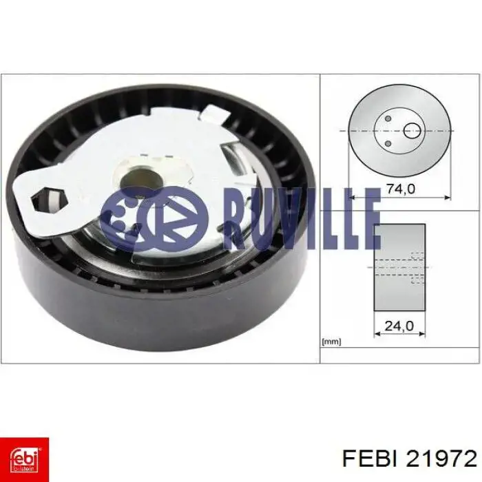 Ролик натяжителя ремня газораспределения Febi 21972 цена, от 20.96 USD