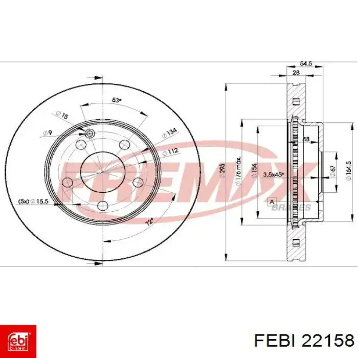 Тормоз дисковый передний Febi 22158 цена, от 63.48 USD