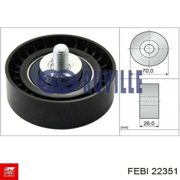 Паразитный ролик приводного ремня Febi 22351 цена, от 14.27 USD