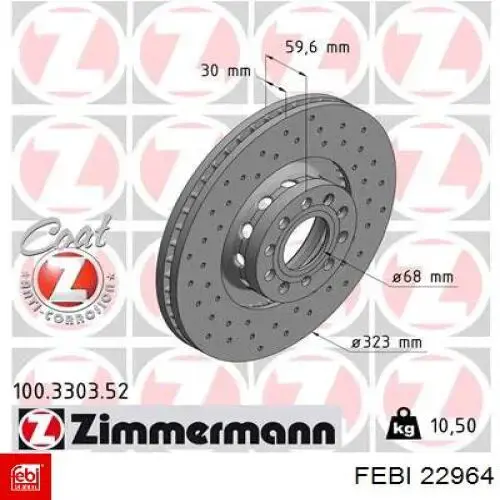 Тормоз дисковый передний Febi 22964 цена, от 65.83 USD