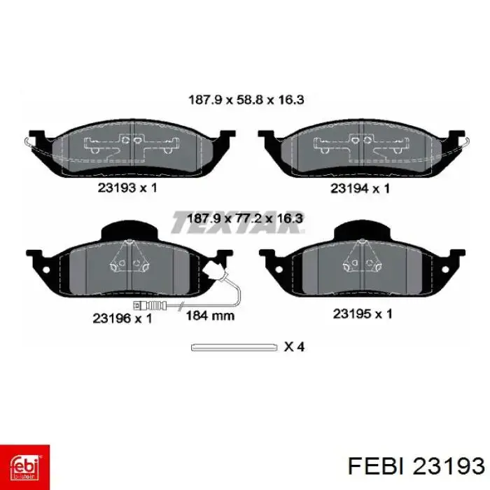 Колодки ручника 23193 Febi