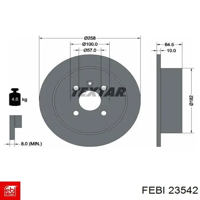 Задний тормозной диск Febi 23542 цена, от 29.29 USD