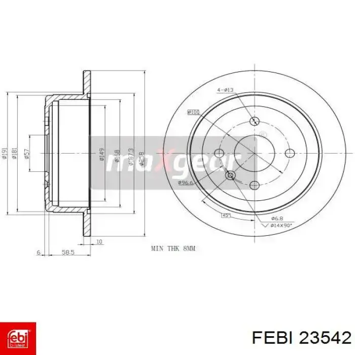 Купить 23542 Febi Диск тормозной задний