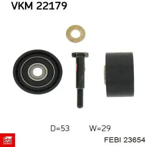 Обводной ролик ремня ГРМ Febi 23654 цена, от 12.94 USD