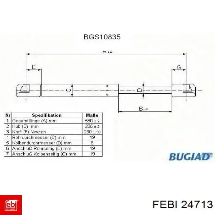 Купить 24713 Febi Амортизатор под капот