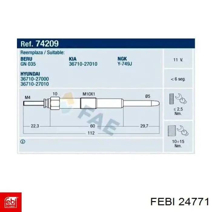 Купить 24771 Febi Свечи накала