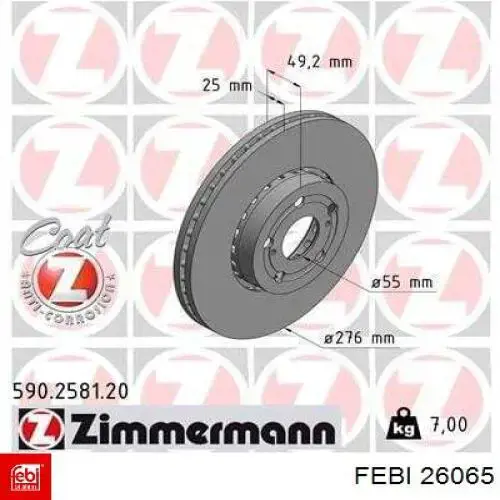 Тормоз дисковый передний Febi 26065 цена, от 37.03 USD