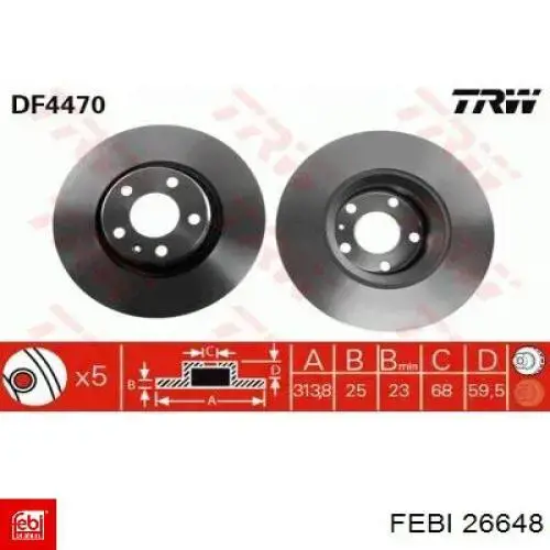 Тормоз дисковый передний Febi 26648 цена, от 55.76 USD