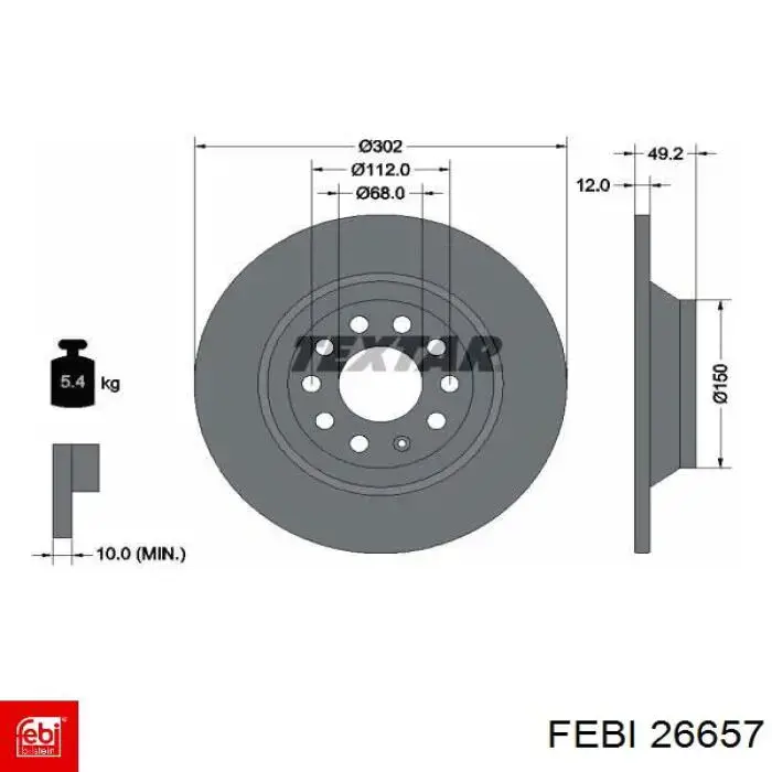 Купить 26657 Febi Диск тормозной задний