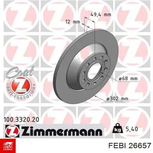 26657 Febi Дисковый тормоз