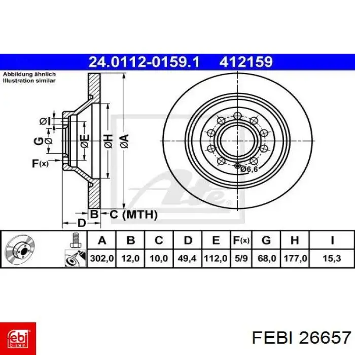 Задний тормозной диск Febi 26657 цена, от 35.84 USD