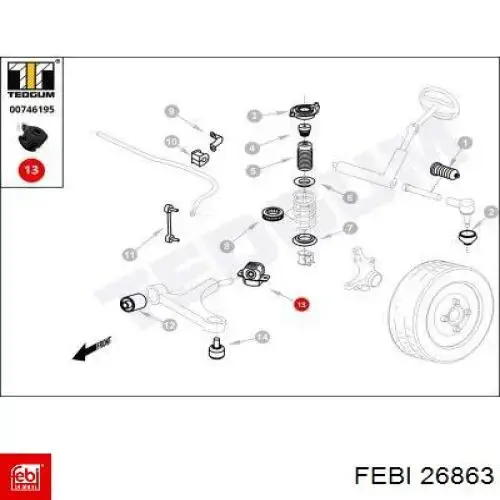 Сайлентблок переднего нижнего рычага Febi 26863