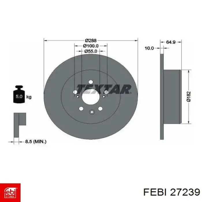 Купить 27239 Febi Диск тормозной задний