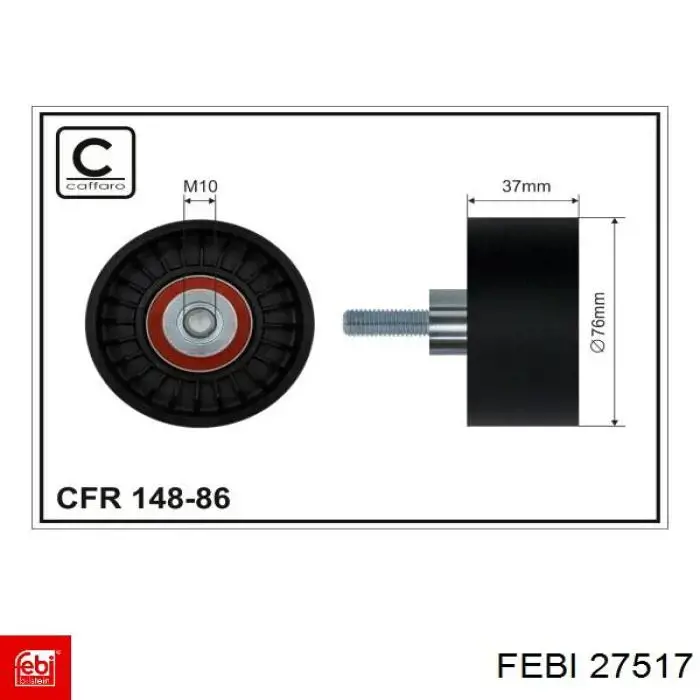 Паразитный ролик приводного ремня Febi 27517 цена, от 9.34 USD