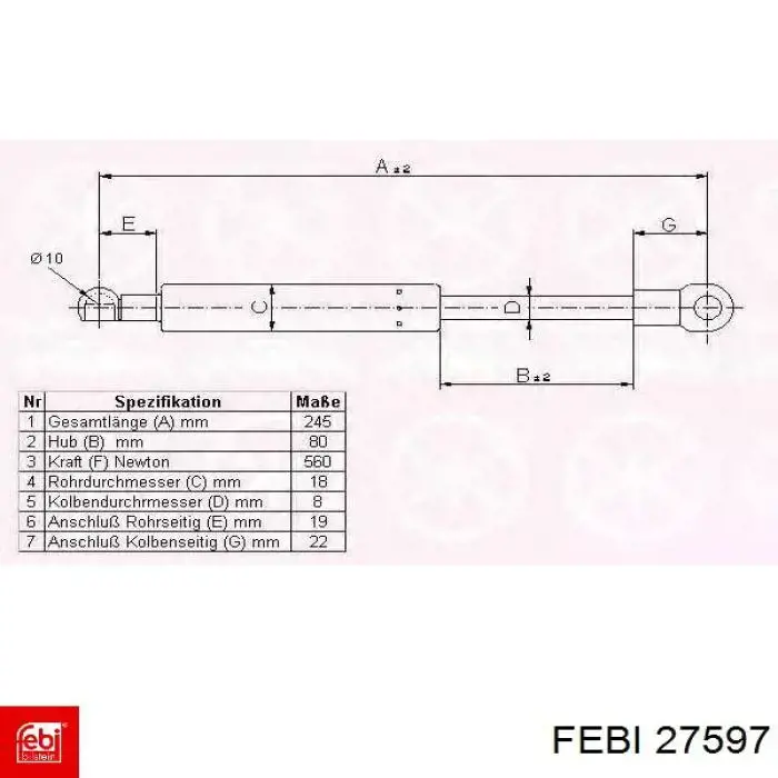 Амортизатор задней двери Febi 27597 цена, от 9.24 USD