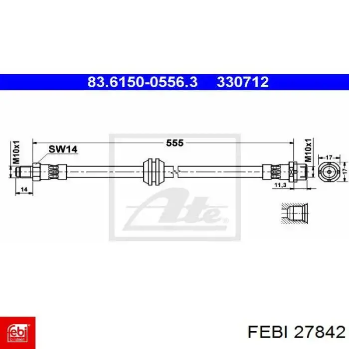 Шланг тормозной передний 27842 Febi