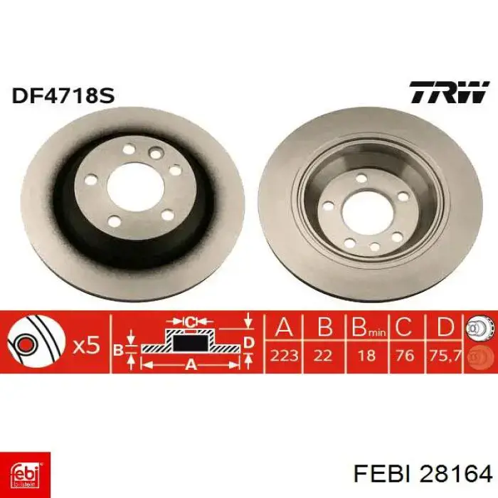 Купить 28164 Febi Диск тормозной задний