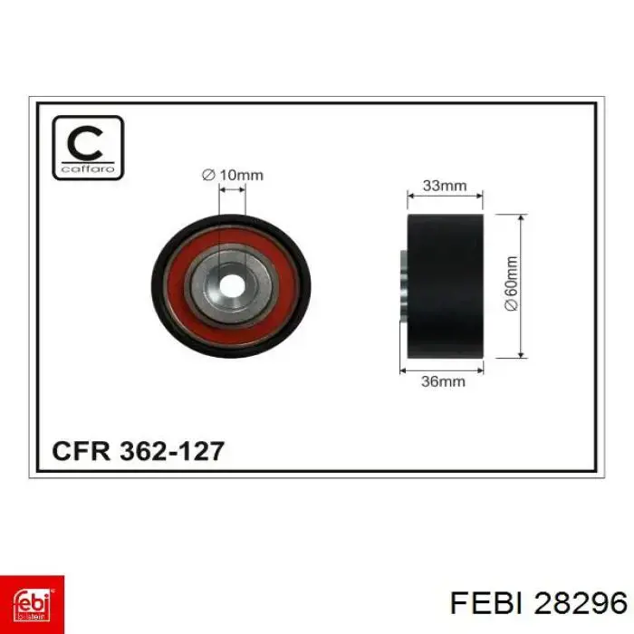 Обводной ролик ремня ГРМ Febi 28296 цена, от 15.26 USD