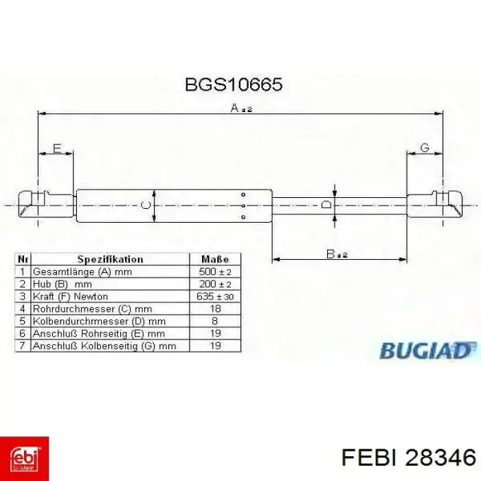 Амортизатор багажника 28346 Febi