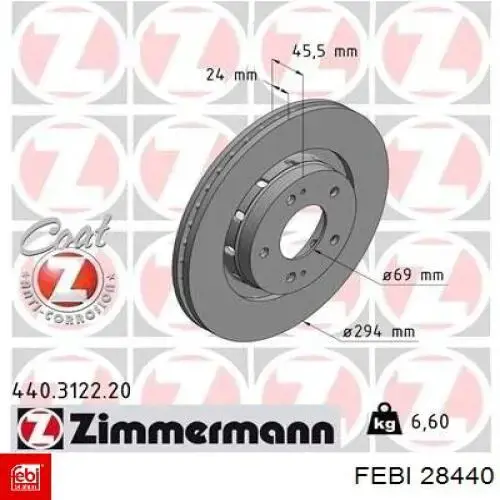 Купить 28440 Febi Ротор тормозной