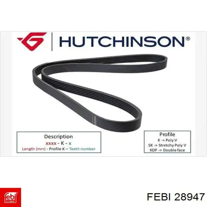 Ремень генератора 28947 Febi