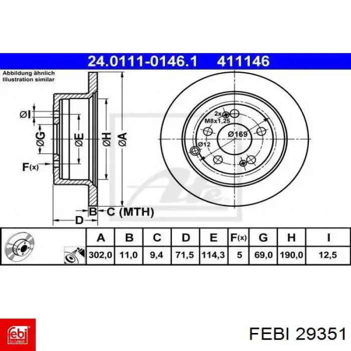 Купить 29351 Febi Диск тормозной задний