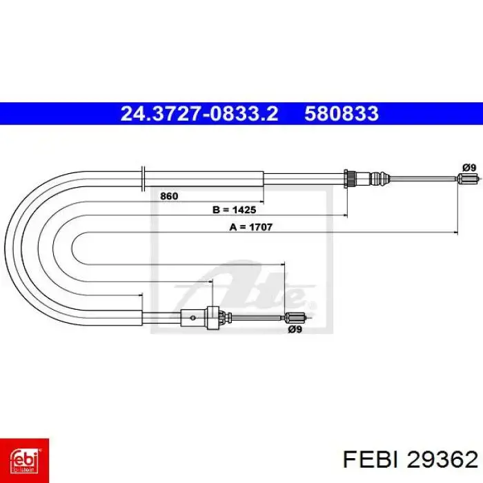 Задний трос ручника 29362 Febi