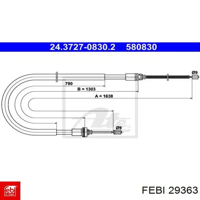 Задний трос ручника Febi 29363 цена, от 7.87 USD