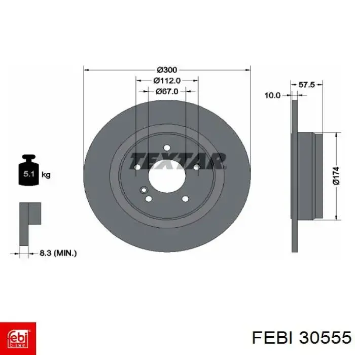 Задний тормозной диск Febi 30555 цена, от 38.24 USD