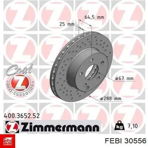 Тормоз дисковый передний Febi 30556 цена, от 41.50 USD