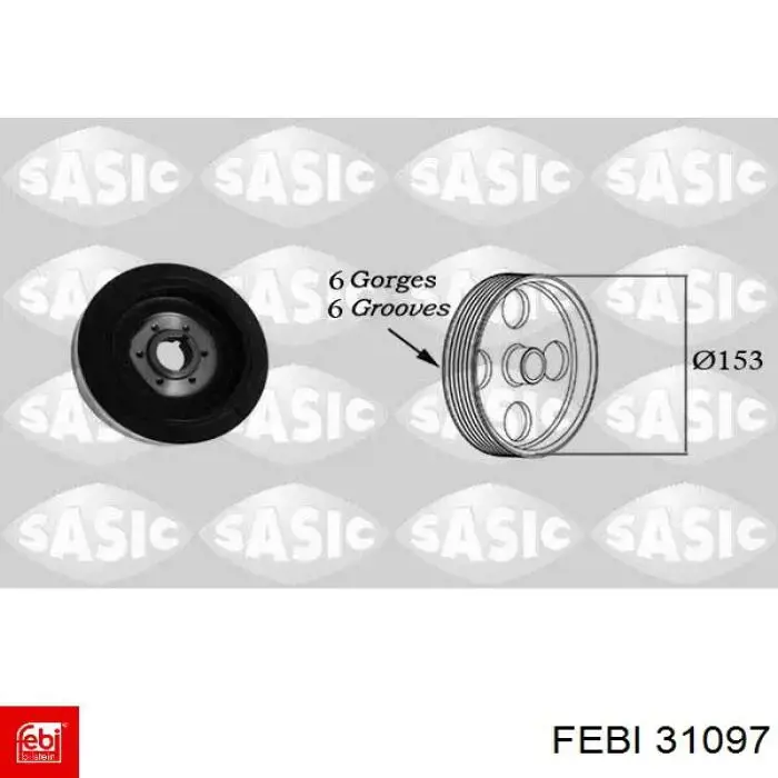 Шкив коленвала (демпфер) Febi 31097 цена, от 66.91 USD