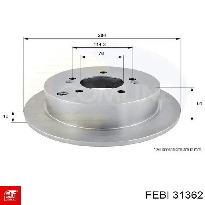 Задний тормозной диск Febi 31362 цена, от 32.55 USD