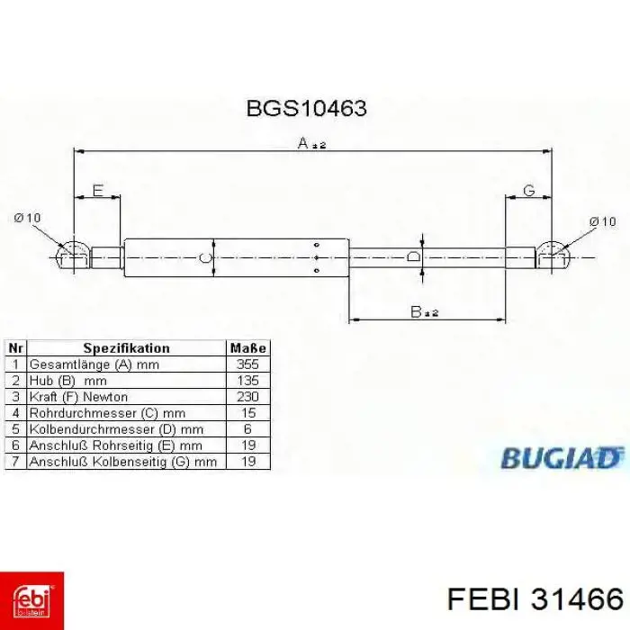 1307AB2 Polcar Амортизатор крышки багажника