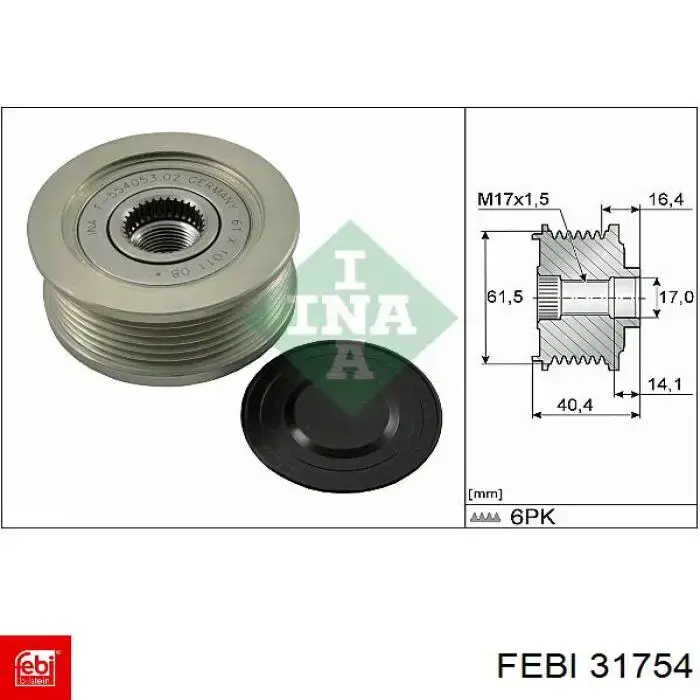Инерционный шкив Febi 31754 цена, от 30.63 USD