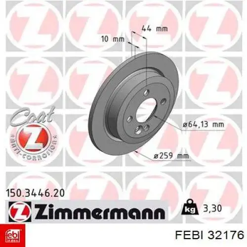 Купить 32176 Febi Диск тормозной задний