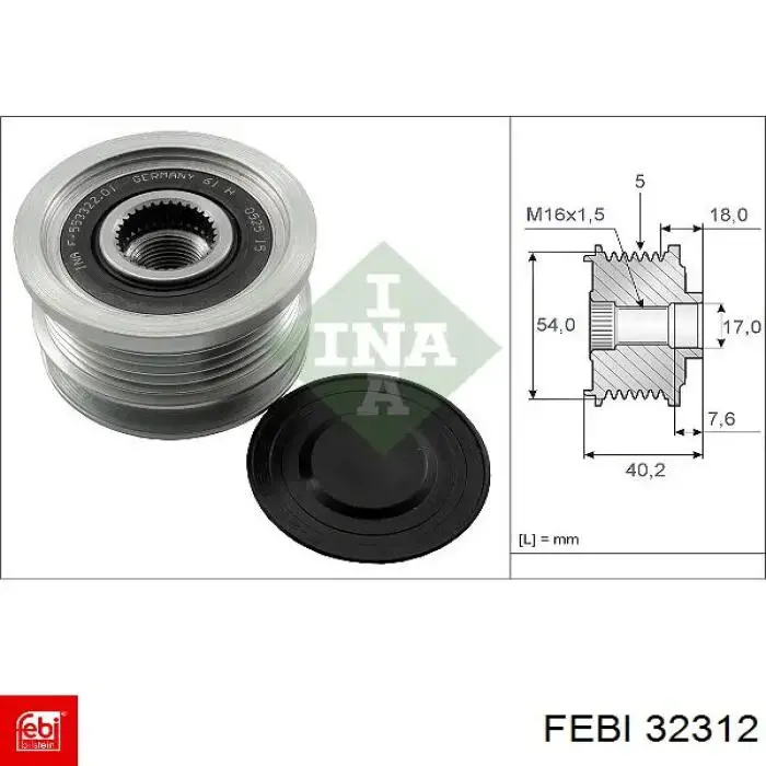 Инерционный шкив Febi 32312 цена, от 40.15 USD