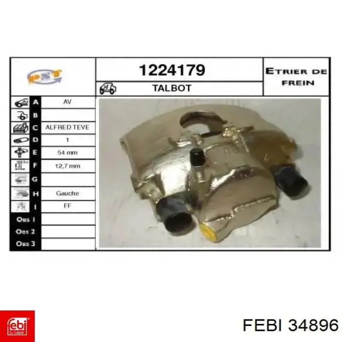 Главный цилиндр сцепления 34896 Febi