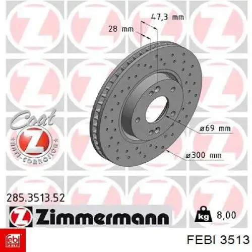 Резинка заднего стабилизатора Febi 3513 цена, от 4.82 USD