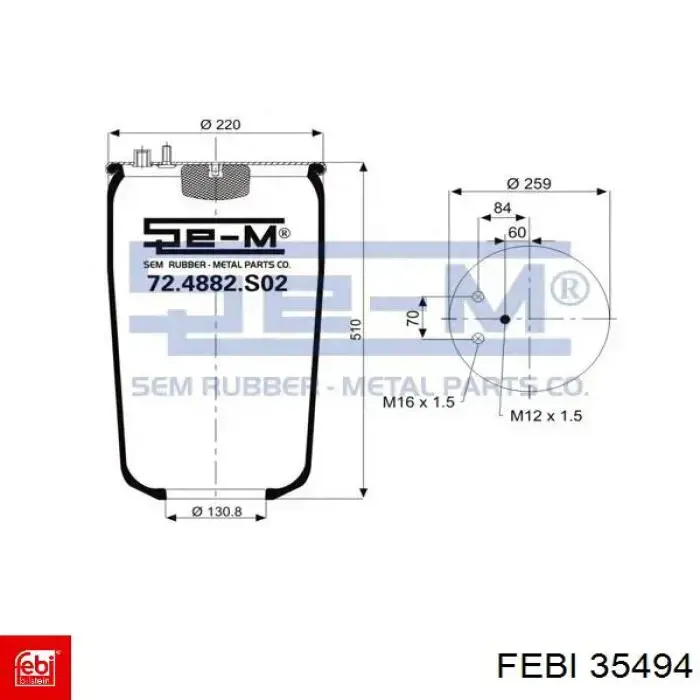 Рессора пневматической подвески Febi 35494 цена, от 61.67 USD