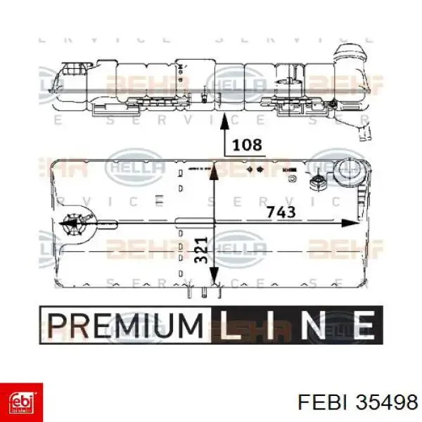 Бачок системы охлаждения двигателя расширительный Febi 35498 цена, от 101.00 USD