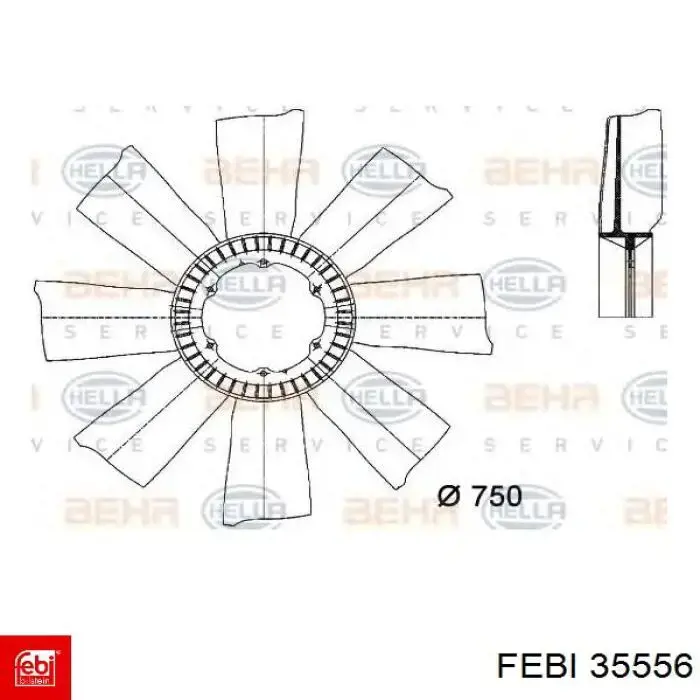 Крыльчатка радиатора охлаждения 35556 Febi