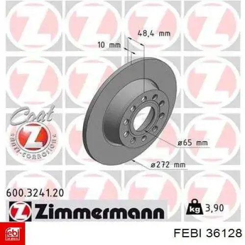 Тормозные диски 36128 Febi