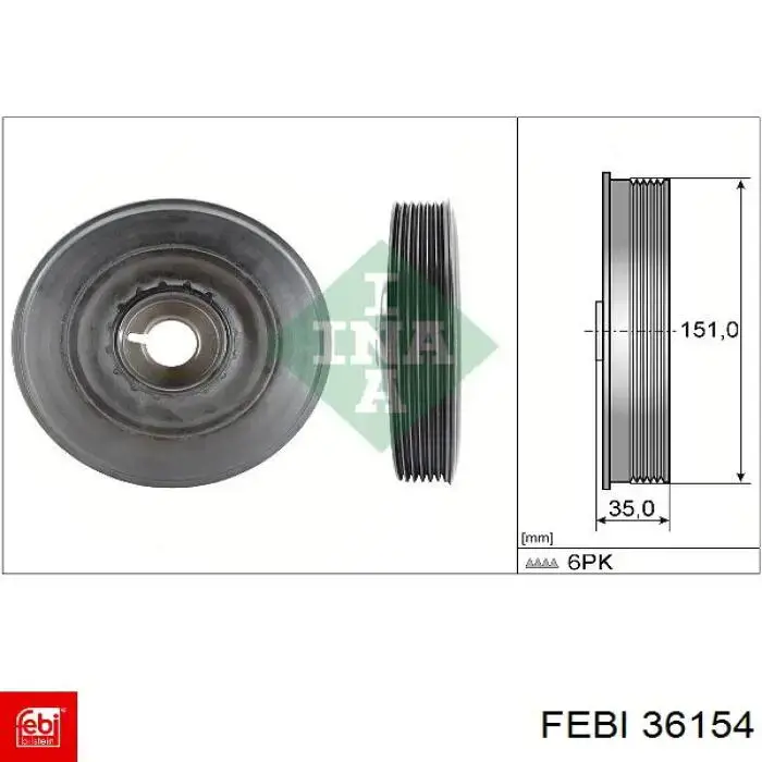Шкив коленвала 36154 Febi