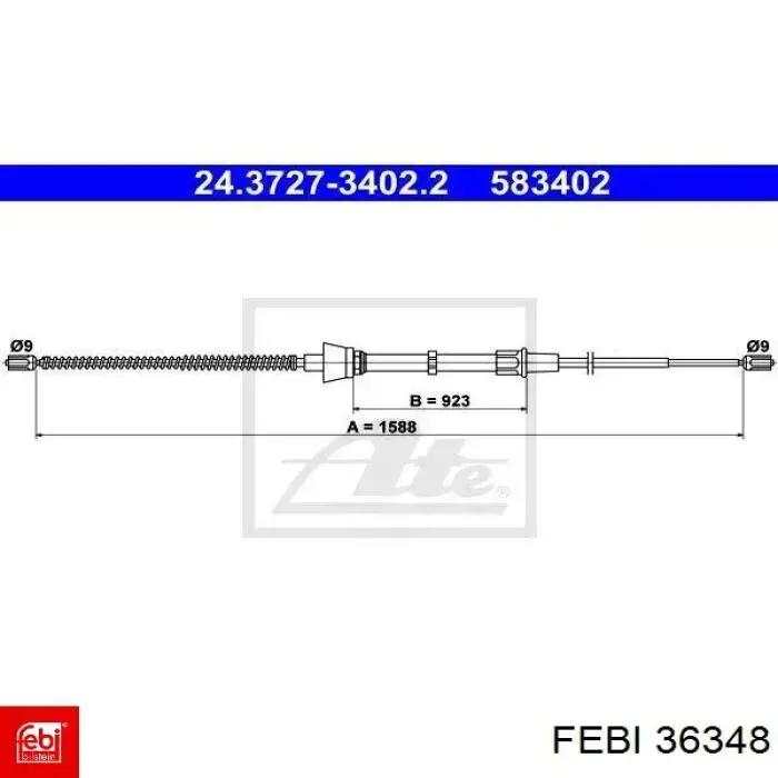 Задний трос ручника 36348 Febi