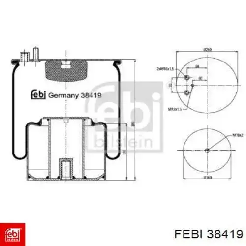 Пневмоподушка (пневморессора) моста 38419 Febi