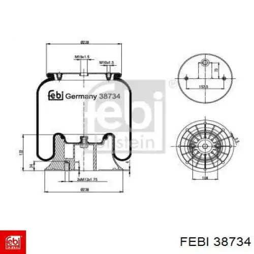 Пневмоподушка (пневморессора) моста 38734 Febi