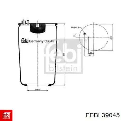 Пневмоподушка (пневморессора) моста 39045 Febi