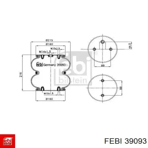 Пневмоподушка (пневморессора) моста 39093 Febi